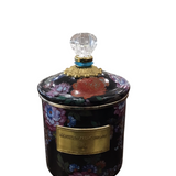 MCKENZIE CHILDS "BLACK FLOWER MARKET" SMALL CANISTER DINNERWARE BLACK/MULTICOLOR 8"H