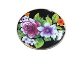 MCKENZIE CHILDS "BLACK FLOWER MARKET" SALAD PLATE DINNERWARE BLACK/MULTICOLOR 8 DIAM..
