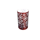 LASER ENGRAVED SNOWFLAKE LED ROTATING CYLINDERS HOLIDAY DECOR RED 6.5