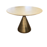 WEST ELM SILHOUETTE PEDESTAL WITH ROUND MARBLE TOP DINING TABLE WHITE/GOLD 30H X 44" DIAM...
