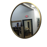 WEST ELM ROUND RIM MIRROR GOLD 30"