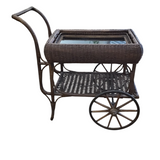 WICKER TEA CART WITH TRAY ACCENT PIECE BROWN 33H X 33W X 18D