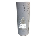 LASER ENGRAVEED WINTER SCENE LED ROTATING CYLINDERS LAMP/LIGHTING WHITE 8"