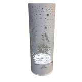 LASER ENGRAVEED WINTER SCENE LED ROTATING CYLINDERS LAMP/LIGHTING WHITE 10"