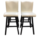 SET OF 4 WOOD AND LEATHER "CIDER CREEK" BARSTOOL BROWN/OFF WHITE 46H