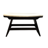 WOOD AND LEATHER "CIDER CREEK" BENCH BROWN/OFF WHITE 31H X 50W X 18D