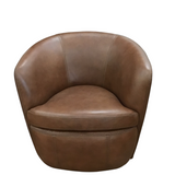 LEATHER SWIVEL CLUB ACCENT CHAIR VINTAGE WHISKEY