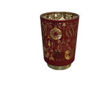 INTERIOR ORNAMENT GLASS CYLINDERWITH LED/TIMER HOLIDAY DECOR RED/GOLD 5.75
