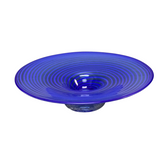 ROUND WITH SWIRLED DESIGN HOME DECOR BLUE 3.5H X 13" DIAM..