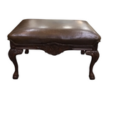 LEATHER "AS IS" OTTOMAN BROWN 16H X 29W X 21D