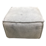 CUBE COWHIDE OTTOMAN GRAY 16.5H X 24 X 24