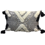 BOHEMIAN STYLE PILLOW BLACK/WHITE 14 X 22