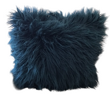 FAUX FUR PILLOW TEAL 19 X 19