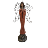 WOOD SANTOS ANGEL WITH REMOVABLE WING HOME DECOR RED/RUST 16"H
