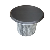 FOUR HANDS POLISHED MARBLE WITH WOOD TOP (RET. $849.00) END TABLE GRAY/WHITE/BROWN 16H X 22 DIAM...