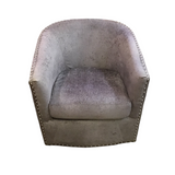 UPHOLSTERED SWIVEL BARREL WITH NAILHEADS (RET. 599.00) ACCENT CHAIR LAVANDER 30H X 28W X 31D