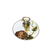 WILLIAMS SONOMA SINGLE TIER CANDY STAND (AS IS) "BOTANICAL PUMPKIN" HOLIDAY DECOR WHITE/ORANGE/GREEN 7"H