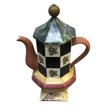 MACKENZIE-CHILDS "TORQUAY FRANK + MUSTARD" COFFEE POT DINNERWARE MULTICOLOR 15"H