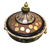 MACKENZIE-CHILDS "TORQUAY FRANK + MUSTARD" SOUP TUREEN (RET. $700.00) DINNERWARE MULTICOLOR 12"H X 14" DIAM..
