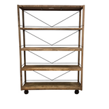 WOOD/METAL SHELF ENTERTAINMENT CENTER/WALL UNIT NATURAL WOOD/BLACK 85H X 60W X 18.5D