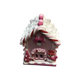 CANDY CANE GINGERBREAD HOUSE HOLIDAY DECOR PINK/WHITE 4 X 4
