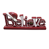 "BELIEVE" SIGN HOLIDAY DECOR RED/WHITE 4 X 9