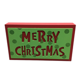 "MERRY CHRISTMAS SIGN" HOLIDAY DECOR GREEN/RED 6 X 10
