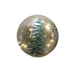 GLOBE WITH PINE TREE LED LIGHTS HOLIDAY DECOR SILVER/GREEN 7" DIAM..