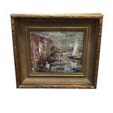 BOMBAY "LIGHT CANAL" WITH ORNATE FRAME ART MULTIGOLOR/GOLD 16H X 17.5W X 3D