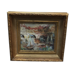 BOMBAY "DINA POINT" WITH ORNATE FRAME ART MULTIGOLOR/GOLD 16H X 17.5W X 3D