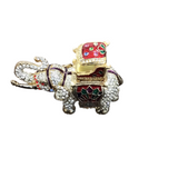SWAROVSKI CRYSTAL BEJEWELED MAHARAJA ELEPHANT HOME DECOR SILVER/RED 2.5"H