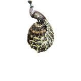 BEJEWELED PEACOCK ON EGG TRINKET BOX HOME DECOR MULTICOLOR 4.5"H