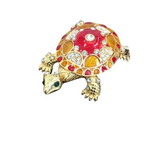 TURTLE TRINKET BOX HOME DECOR GOLD/PINK/GREEN 1.5"H