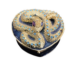 SNAKE TRINKET BOX HOME DECOR GOLD/BLUE 1.5"H