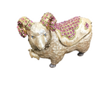 SWAROVSKI CRYSTAL SHEEP SHAPE TRINKET BOX W CRYSTALS HOME DECOR PINK/GOLD 3.5"H