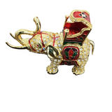 SWAROVSKI CRYSTAL BIG MARAHA ELEPHANT TRINKET BOX HOME DECOR GOLD/RED/GREEN 3.5"H