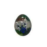 ART GLASS HANDBLOWN EGG HOME DECOR GREEN/RED/BLUE 3.5H