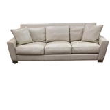 KATRINA'S LEATHER WITH 3 SEATS/2 ACCENT PILLOWS (RET. $5000.00) SOFA CREAM 34H X 96W X 41D