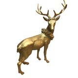 RESIN STANDING DEER HOLIDAY DECOR GOLD 8.5H