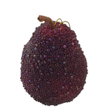 SEED BEADED PEAR ORNAMENT HOLIDAY DECOR BURGANDY 5"