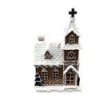 RESIN GINGERBREAD LED HOUSES WITH TIMER HOLIDAY DECOR WHITE/BROWN/RED 9"