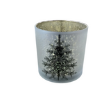FROSTED GLASS CHRISTMAS TREE WITH STAR HOLIDAY DECOR WHITE/GOLD 6"