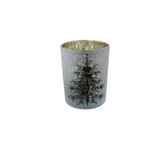 FROSTED GLASS CHRISTMAS TREE WITH STAR HOLIDAY DECOR WHITE/GOLD 4.75