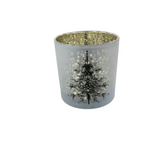 FROSTED GLASS CHRISTMAS TREE WITH STAR HOLIDAY DECOR WHITE/GOLD 5"