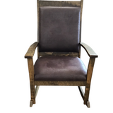 AMISH WOOD WITH SUEDE UPHOLSTERY ROCKER CHAIR BROWN 42H X 27.5W X 36D
