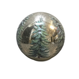 PINE TREE LED MERCURY GLASS GLOBE WITH TIMER HOLIDAY DECOR SILVER/GREEN 7"