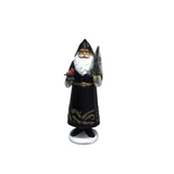 RESIN COAT SANTA HOLDING CARDINAL HOLIDAY DECOR BLACK 7.75