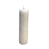 SLIM SNOWY LED PILLAR CANDLE WITH TIMER HOLIDAY DECOR WHITE 9"
