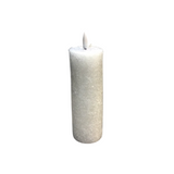 SLIM SNOWY LED PILLAR CANDLE WITH TIMER HOLIDAY DECOR WHITE 7"