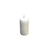 SLIM SNOWY LED PILLAR CANDLE WITH TIMER HOLIDAY DECOR WHITE 5"